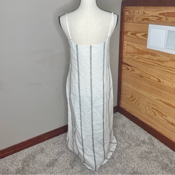 Reformation Linen Pineapple Midi Maxi Dress Black Licorice Small White Stripe - Picture 4 of 10